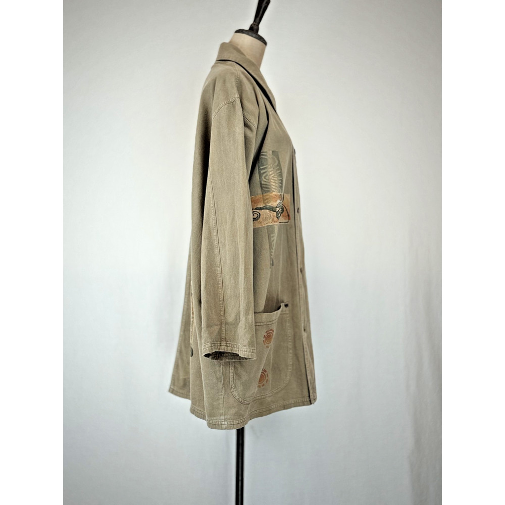 90's Vintage BLUE FISH Green Cotton Jacket MADE USA OS #0175 - Picture 5 of 16